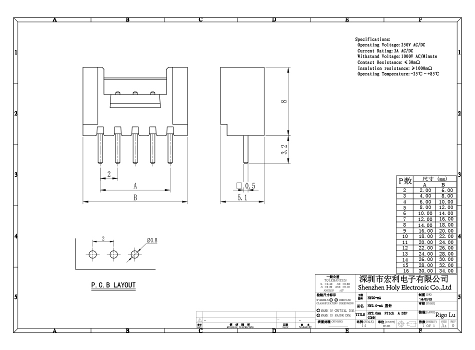 HY 2.0带扣直针连接器 接插件2.0MM 12A带扣直针插座,91香蕉视频APP污下载